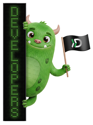 Developers Mascot Hanging on Developers Sign